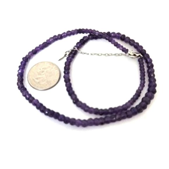 New Purple African Amethyst Bead Faceted Necklace 75cttw 18" 2" - Picture 6 of 6